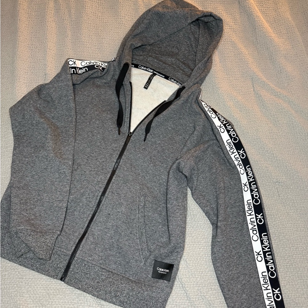 Calvin Klein Gray Sweatshirt with Logo Tape